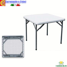 Tavolo Pieghevole in Acciaio Tavolino Da Campeggio trasporto bianco 87x87xh74
