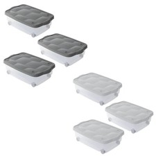 [2 COLORI] 3 Contenitori Multiuso Portabiancheria 24Lt-4 Ruote-60x40x18,5cm-3,95