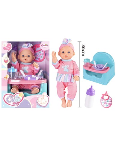 Bebe 38cm con seggiolone - 38cm, e