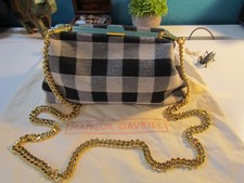 Mansur Gavriel Checker Tela Mini Volume Catena Frizione Nero Bianco