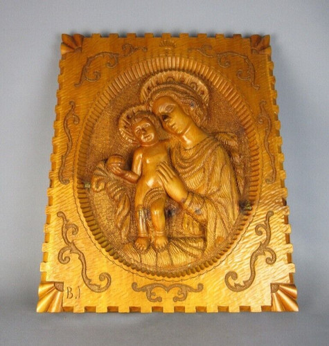 Icona sacra legno intagliato