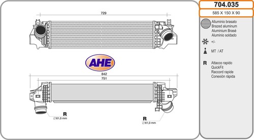 Intercooler 704 035 ahe per - ahe,