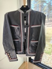 Giacca pelle chanel nera - giacca,