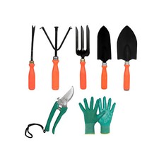 Kit Attrezzi Giardinaggio - 7 Pezzi (Coltivatore, Forchetta, Spatole, Diserbante, Guanti da Giardino)
