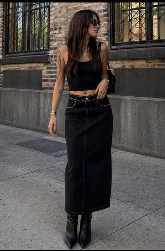 Zara gonna midi denim nera - , con