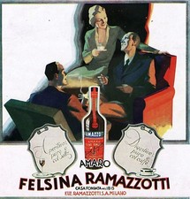 PUBBLICITA' 1932 AMARO FELSINA RAMAZZOTTI APERITIVO DIGESTIVO DRINK BAR LIQUORE