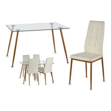  Tavolo con 4 sedie Gift Decor Davi 70 x 75 x 120 cm Metallo Cristallo