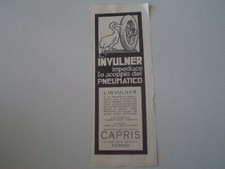 advertising Pubblicità 1922 INVULNER - AGENTE CAPRIS - TORINO