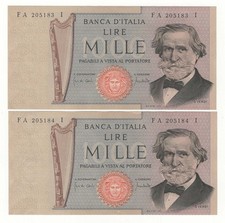 LOTTO X2 1000 LIRE GIUSEPPE VERDI II°  TIPO DECR   1969  NUMERI PROGRESSIVI