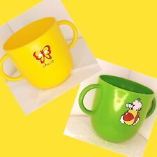 CHICCO coppia bicchieri tazze anni 60 in plastica disegno Frigerio baby