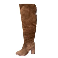 Vince Camuto Melaya Tan Brown Suede Over the Knee Boot Stacked Heel Size 11