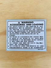 Honda RC45 RC 45 Adesivo Warning Accessories And Loading Serbatoio Decal Sticker