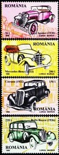 Romania 1996 Auto d'epoca Mercedes-Benz Ford Spider Citroen Rolls Royce 4v MNH
