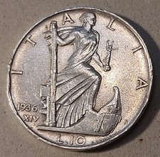 10 LIRE 1936 IMPERO  PERIZIATA