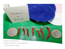 Ciondolo Corno di portafortuna in Corallo Rosso e Argento da 925 Pendente Unisex