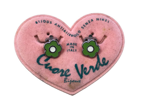 Orecchini clip fiore lacca - orecchini,