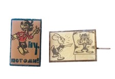 *HH* 2 Spillette Antiche Medaglie Spille Cartoni Cartoon Pin Pins Spilla Lupo