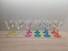 Set 12 Bicchieri Cocktail Martini Bar Vetro Coppa Colorati