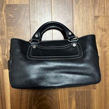 CELINE Boogie Bag borsa a mano in pelle nera autentica vintage