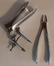 OGGETTI VINTAGE DIVARICATORE VAGINALE SPECULUM DILATATORE CON PINZA DENTISTA