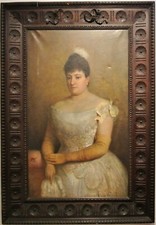 Quadro, Olio su tela, donna dell' 800, cornice intagliata.