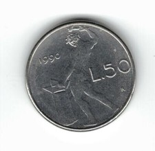 MONETA coin 50 LIRE (piccole) Italia 1990 Repubblica Italiana 