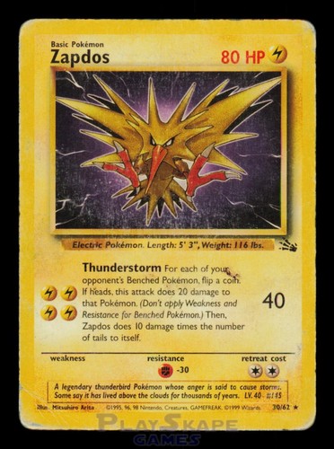 Pokemon card zapdos 62 - card, 30/62