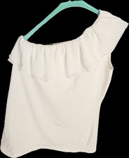 Pennyblack by MaxMara maglia in cotone bianco con ruches, tag. M