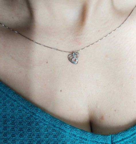 Collana cuore con zirconi - collana, a