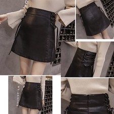 2Mini Gonna Donna Autunno Inverno Simil Pelle PU Leather Mini Skirts 130049