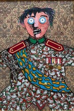 Le stratège militaire Sahuguet d'Amarzit d'Espagnac Enrico Baj SERIGRAFIA 60x90