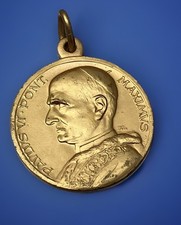 Medaglia religiosa vintage cattolica Papa Paolo VI e Concilio ecumenico tono oro