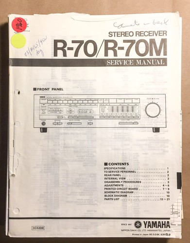 Yamaha 70m ricevitore - r-70, r-70m