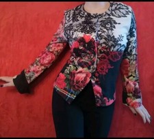 Giacca blazer Soprabito spolverino cardigan floreale Sally NewYork 44 L donna