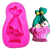 Stampo in silicone a forma di bambino neonato culla sapone resina gesso K.21283