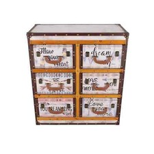 Cassettone stile vintage mobile a 6 cassetti colorati con maniglie arredo casa