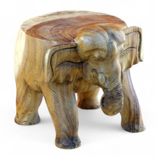Tavolino Elefante Legno Massello Artigianale Pezzo Unico Porta Fiori Decorazione