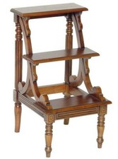 Scaletta tre scalini in legno di mogano libreria stile classico biblioteca casa