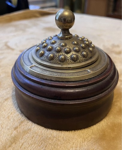 Antique brass mahogany desk - brass,