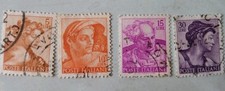 4 Francobolli Italia 1961, serie Michelangiolesca (Volti Cappella Sistina)