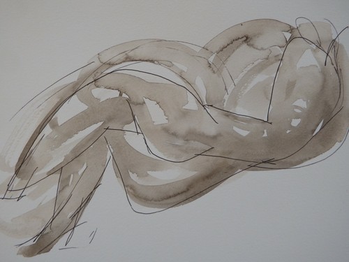 Quadro acquerello nudo