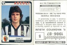 ASCOLI - carlo perrone - N.5 - FIGURINA CALCIATORI PANINI 1986/87 - new/edicola