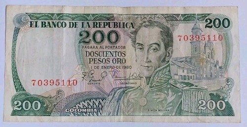 1980 colombia 200 pesos - 1980, oro