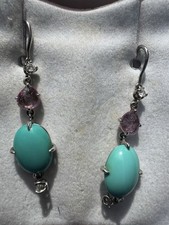 Orecchini James Riviere Desart Oro 18 Kt Turchese Diamanti Tormalina 