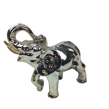 SCULTURA STATUA STATUINA ELEFANTE RIVESTITA LAMINATA IN ARGENTO BOMBONIERA RARA