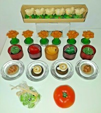 Lotto 23 tea light cappuccino croissant fiori pecorelle peperoni + porta candele