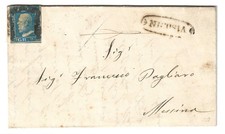 1859 Antichi Stati Sicilia Lettera con 2 grana posizione 16 con annullo Nicosia