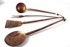 Set 4 Mestoli Cucchiaio in Rame Vintage Paletta Lunghezza Cucina Rustica D'epoca