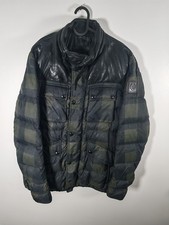 Parka uomo Belstaff modello a scacchi in pelle e nylon imbottito taglia 50/large