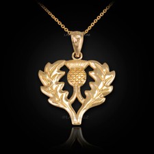 Gold Scottish Thistle Pendant